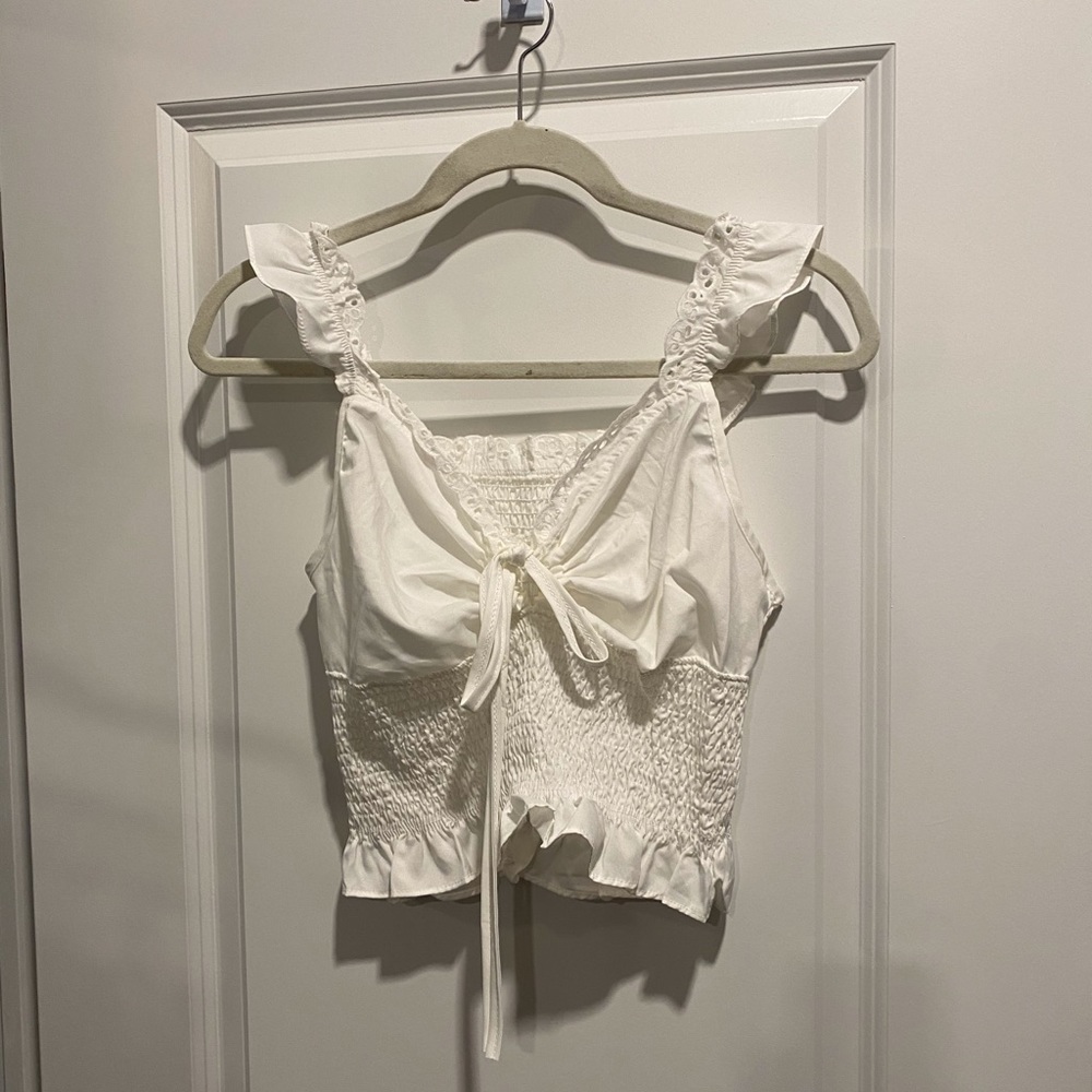 White smocked crop top
